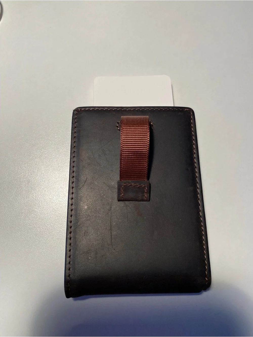 Brown Leather Bifold Wallet with Money Clip Embossed with Marine Emblem